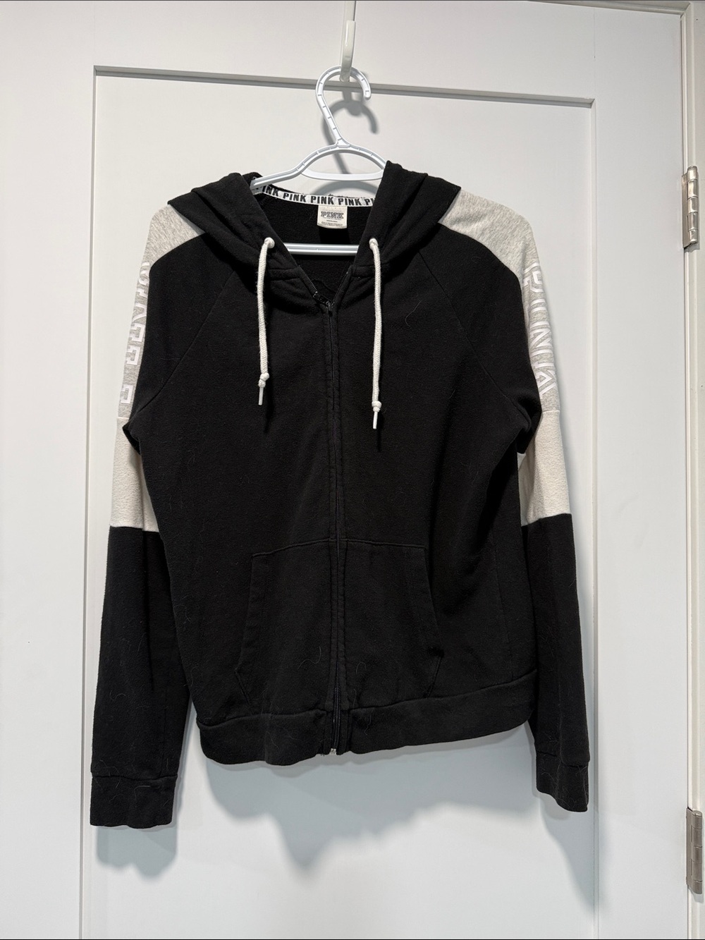 PINK Victoria's Secret Black & Cream Zip-Up Hoodie